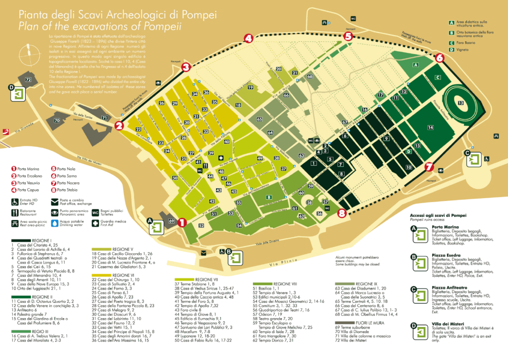 Mappa degli scavi di Pompei